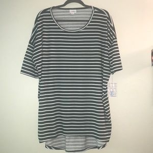 LuLaRoe Irma olive green and white stripes nwt